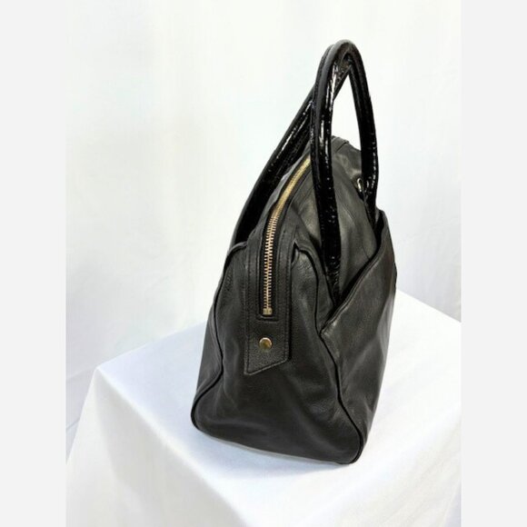 Cole Haan Structured Black Satchel with Patent Accents – Like New - Picture 3 of 5